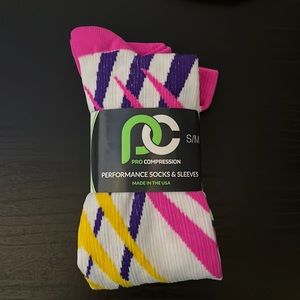 Pro compression socks s/m white pink
